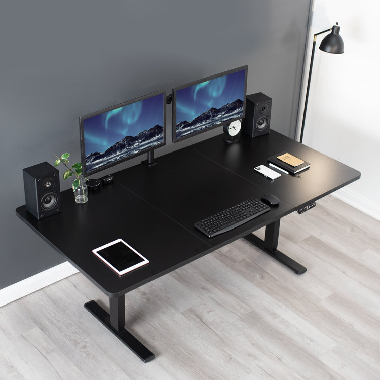59-Inch Black Particle Board Sit-Stand Desk Top