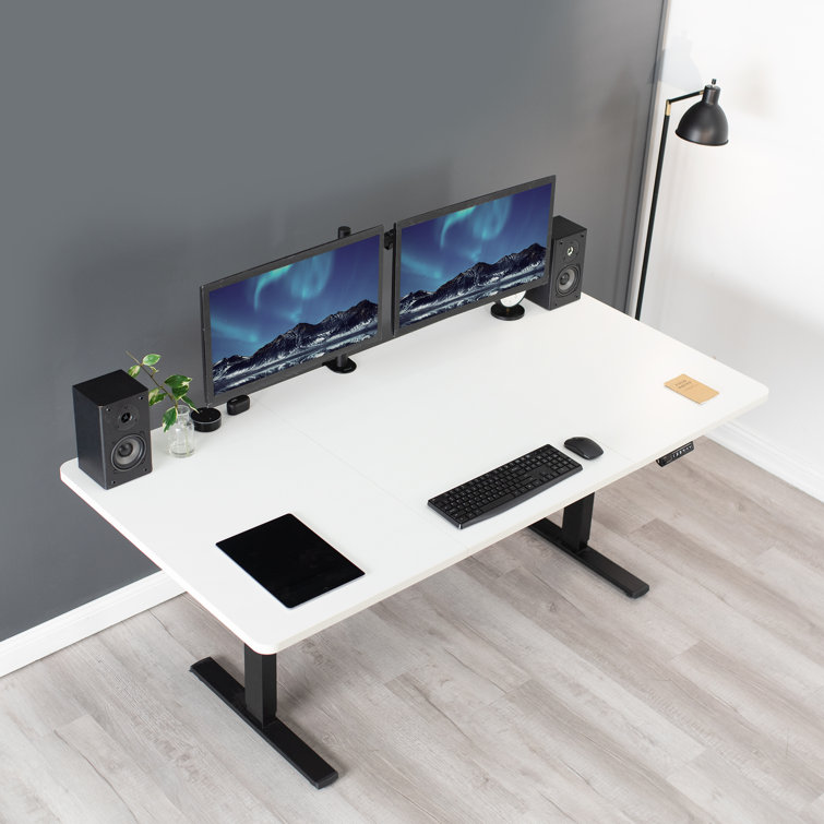 Sleek Black 43"x24" Universal Sit-Stand Desk Top