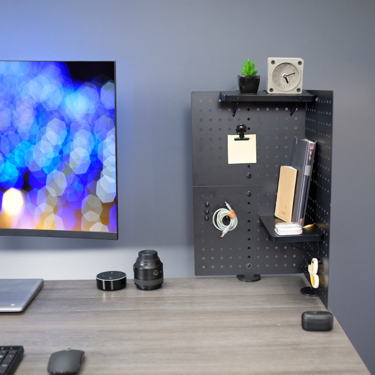 Black Powder Coated Steel Clamp-on Pegboard Organizer