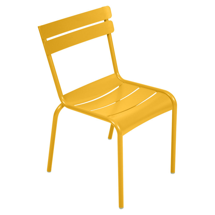Honey Textured Aluminum Stackable Outdoor Dining Chairs, Set of 4