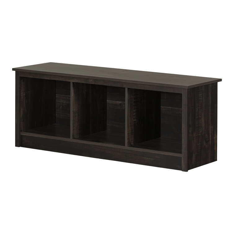 Contemporary Rubbed Black Mudroom Bench with Open Storage