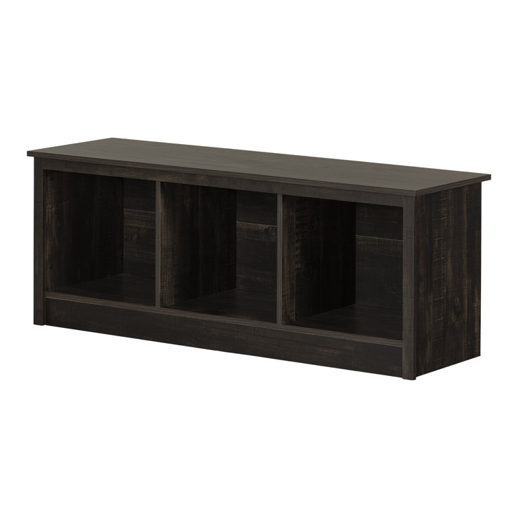 Contemporary Rubbed Black Mudroom Bench with Open Storage