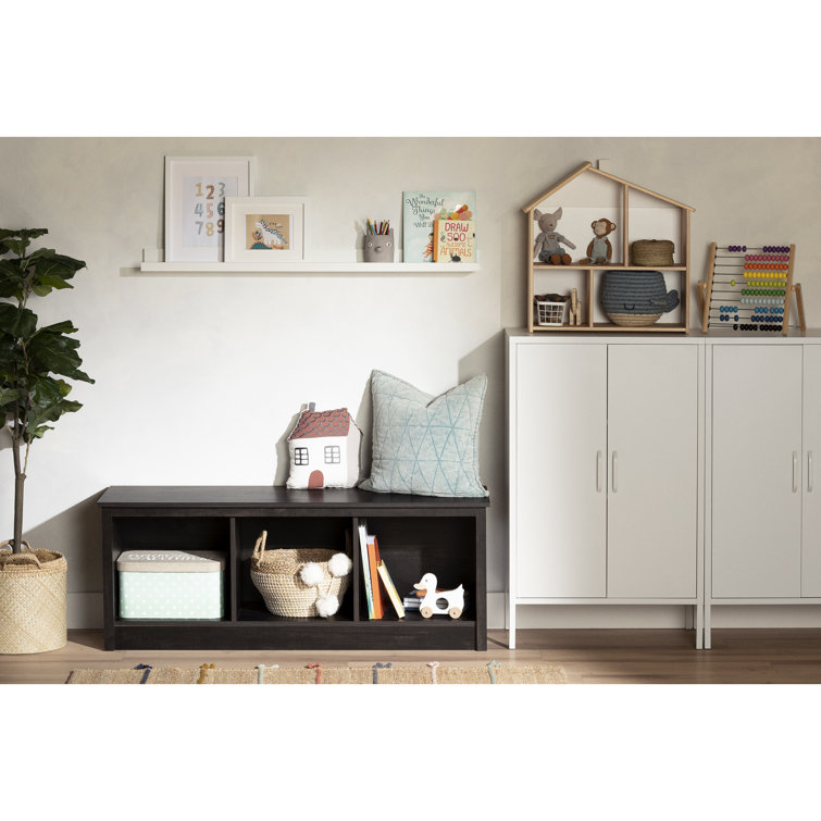 Contemporary Rubbed Black Mudroom Bench with Open Storage