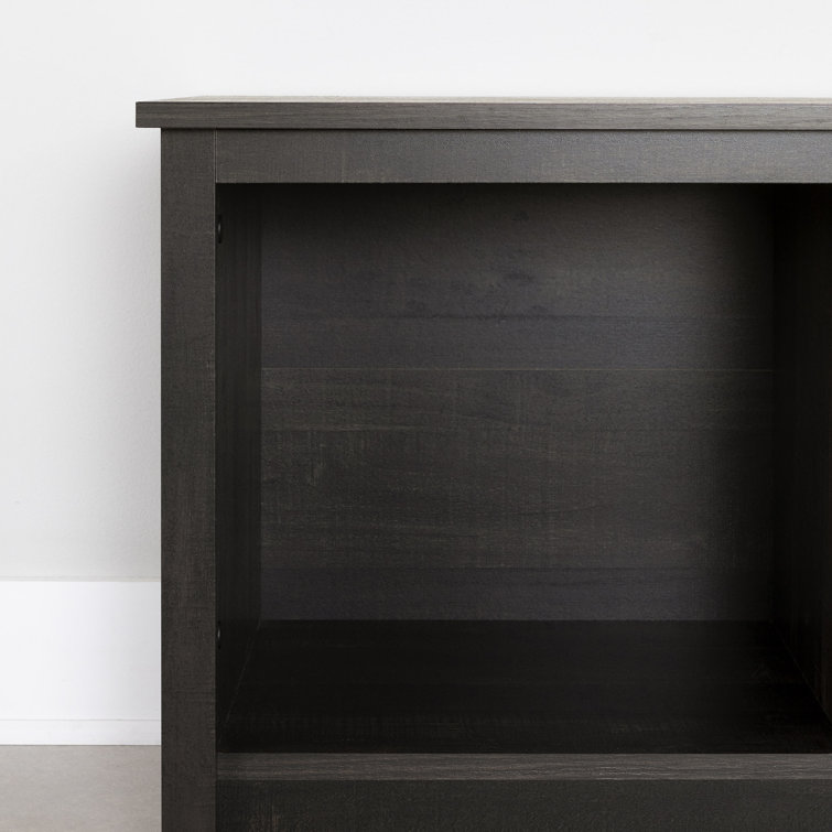 Contemporary Rubbed Black Mudroom Bench with Open Storage