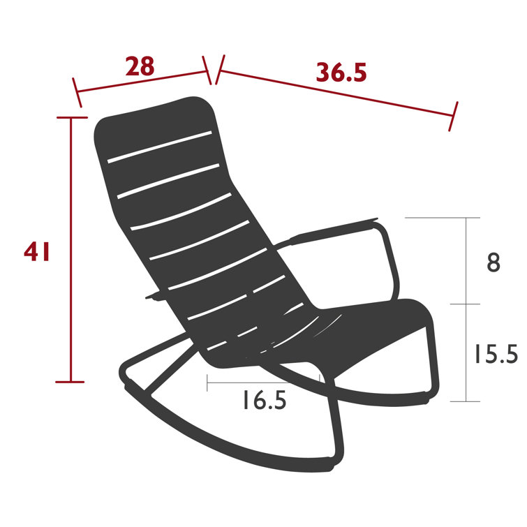 Poppy Red Luxembourg Aluminum Outdoor Rocking Chair