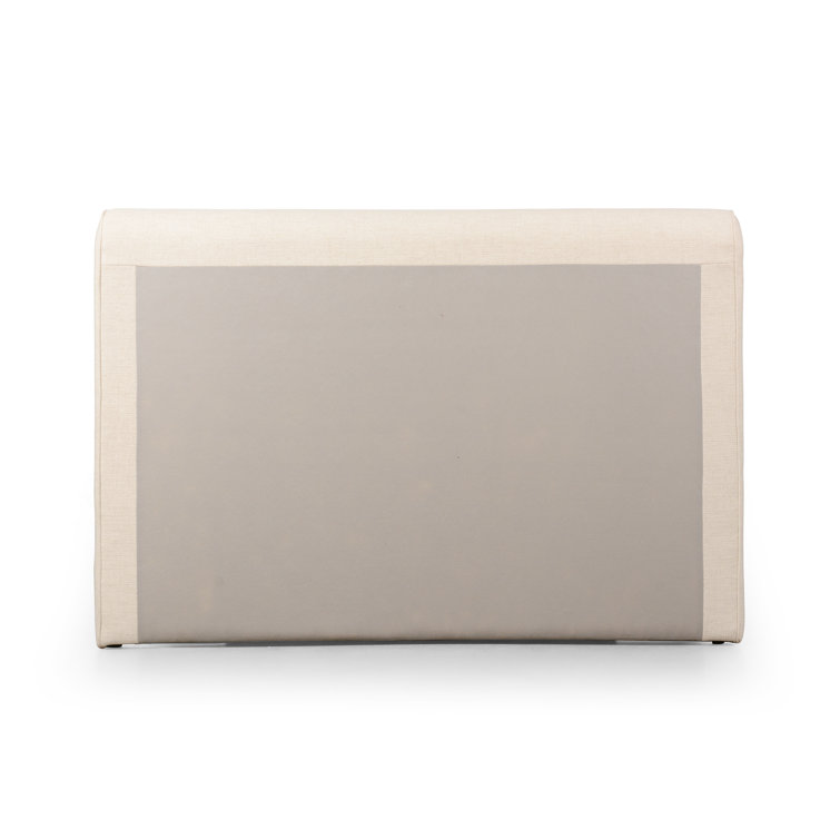 Queen Thames Cream Upholstered Bed with Headboard and Drawer