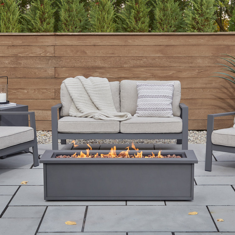 Mila 48" Weathered Slate Steel Propane Fire Pit Table