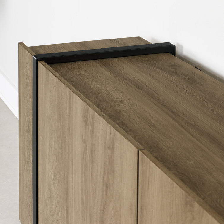 Light Walnut and Black 2-Door Sideboard with Metal Legs