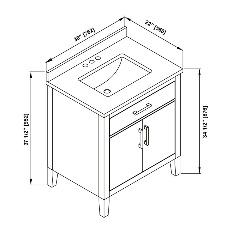 Macchiato 30-Inch Single Sink Vanity with Gold Accents