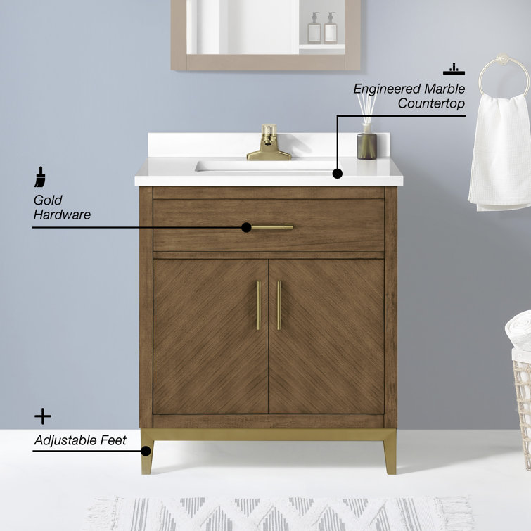 Macchiato 30-Inch Single Sink Vanity with Gold Accents