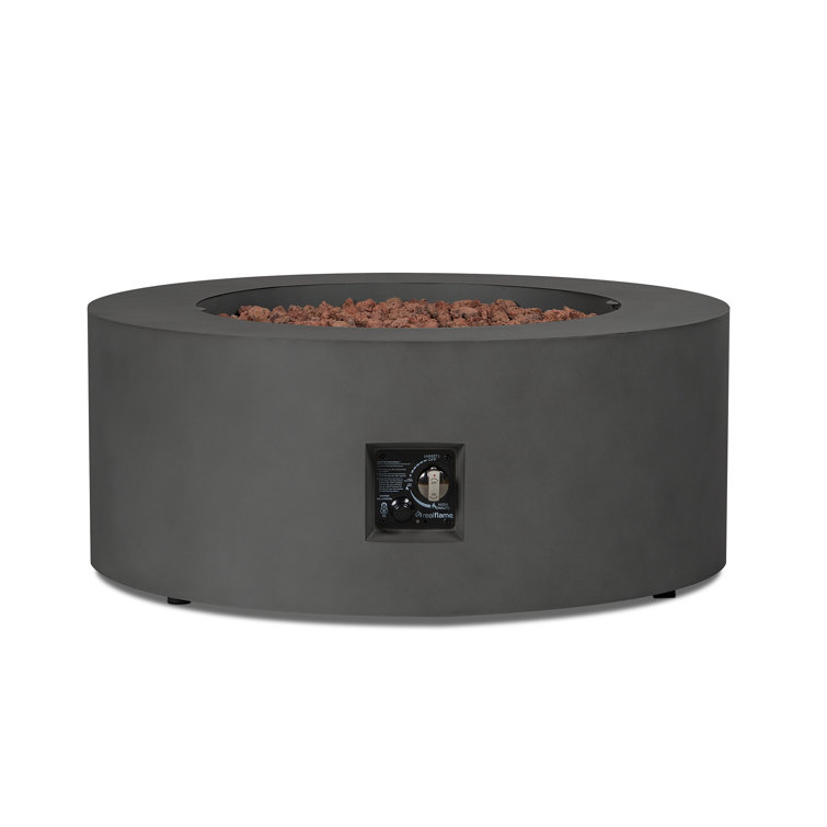 Aegean 36" Round Weathered Slate Steel Propane Fire Pit Table