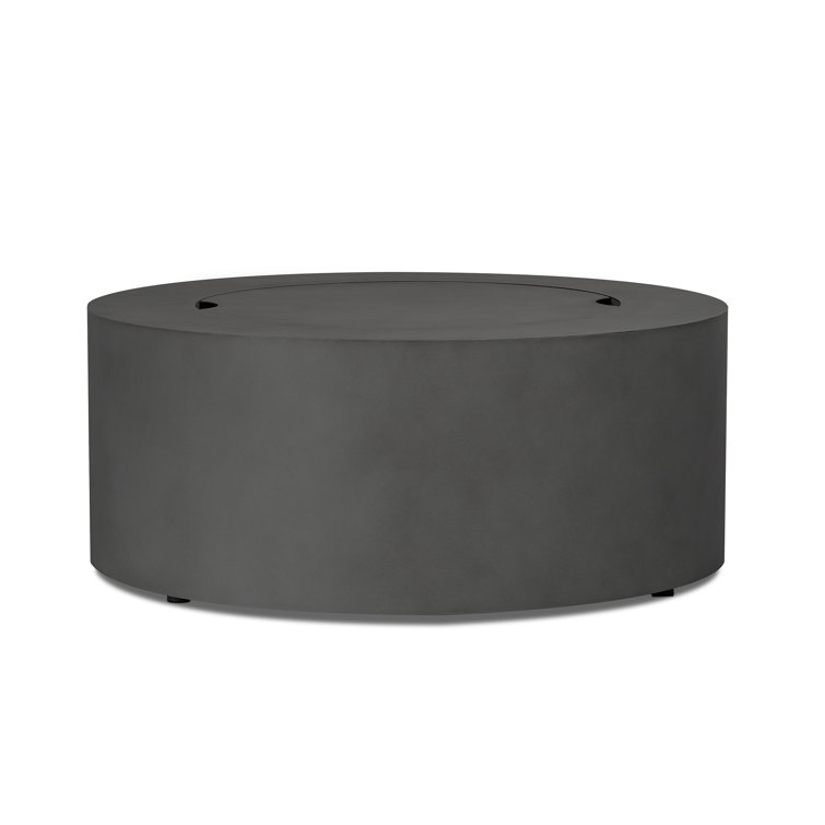 Aegean 36" Round Weathered Slate Steel Propane Fire Pit Table