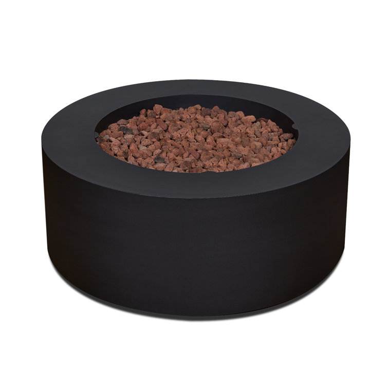 Aegean 36" Round Black Steel Gas Fire Pit Table