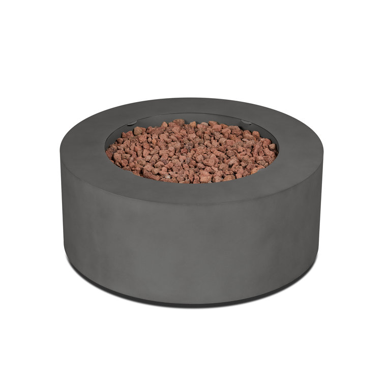 Aegean 36" Round Weathered Slate Steel Propane Fire Pit Table
