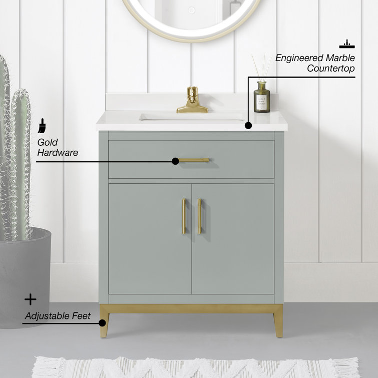 Sage Green 30" Single Sink Vanity with Marble Top