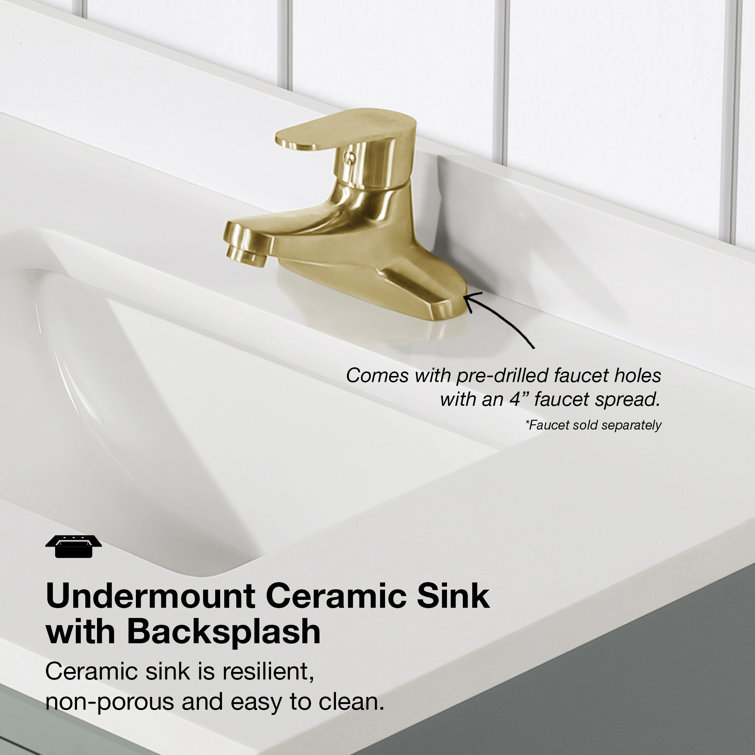 Sage Green 30" Single Sink Vanity with Marble Top