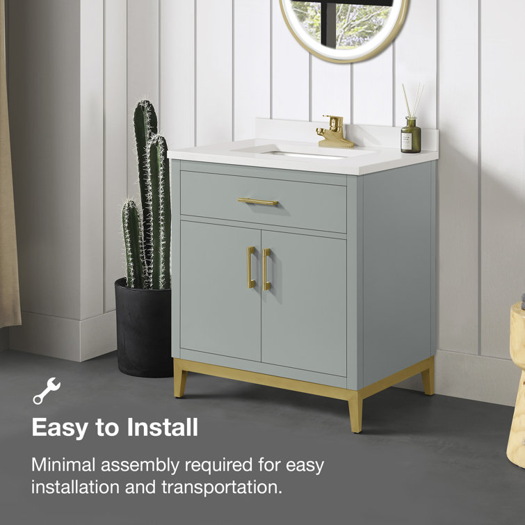 Sage Green 30" Single Sink Vanity with Marble Top