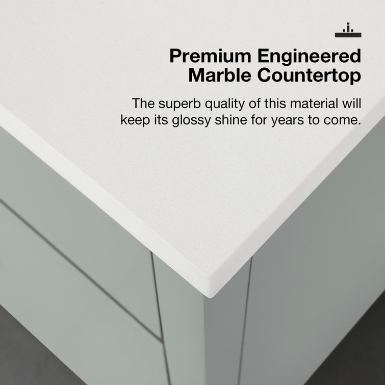 Sage Green 30" Single Sink Vanity with Marble Top