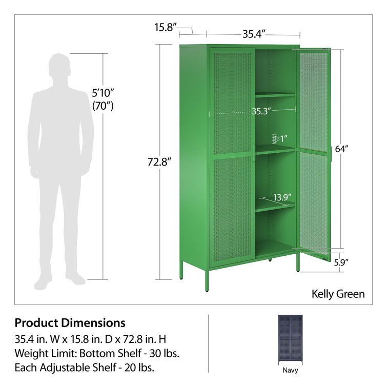 Tall Parchment Steel 2-Door Mesh Bathroom Storage Cabinet