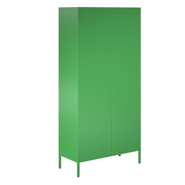 Modern White Metal Mesh 2-Door Tall Storage Cabinet