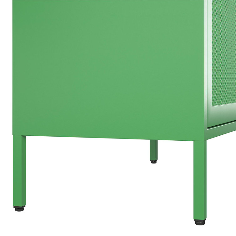 Modern White Metal Mesh 2-Door Tall Storage Cabinet