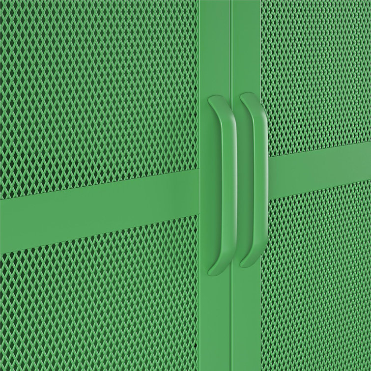 Modern White Metal Mesh 2-Door Tall Storage Cabinet