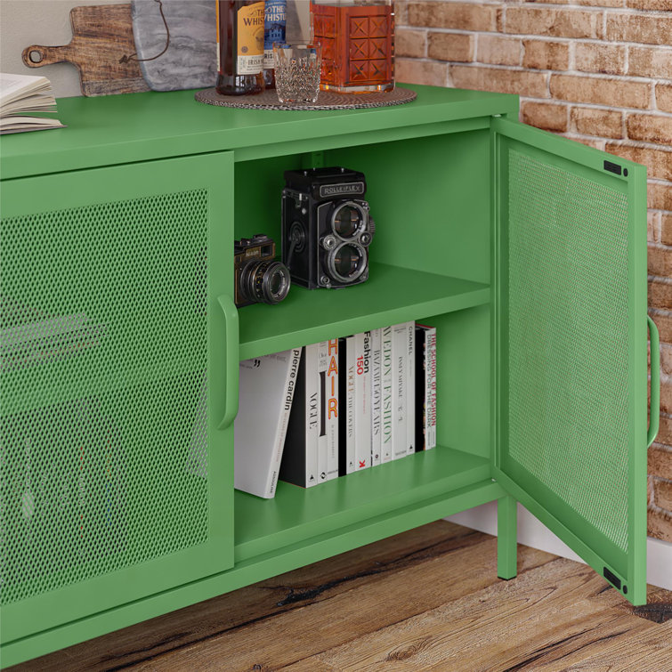 Kelly Green Metal 2 Door Storage Cabinet with Mesh Doors