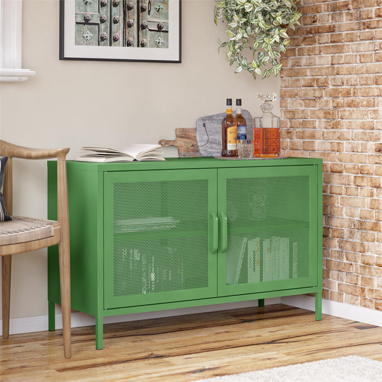Kelly Green Metal 2 Door Storage Cabinet with Mesh Doors