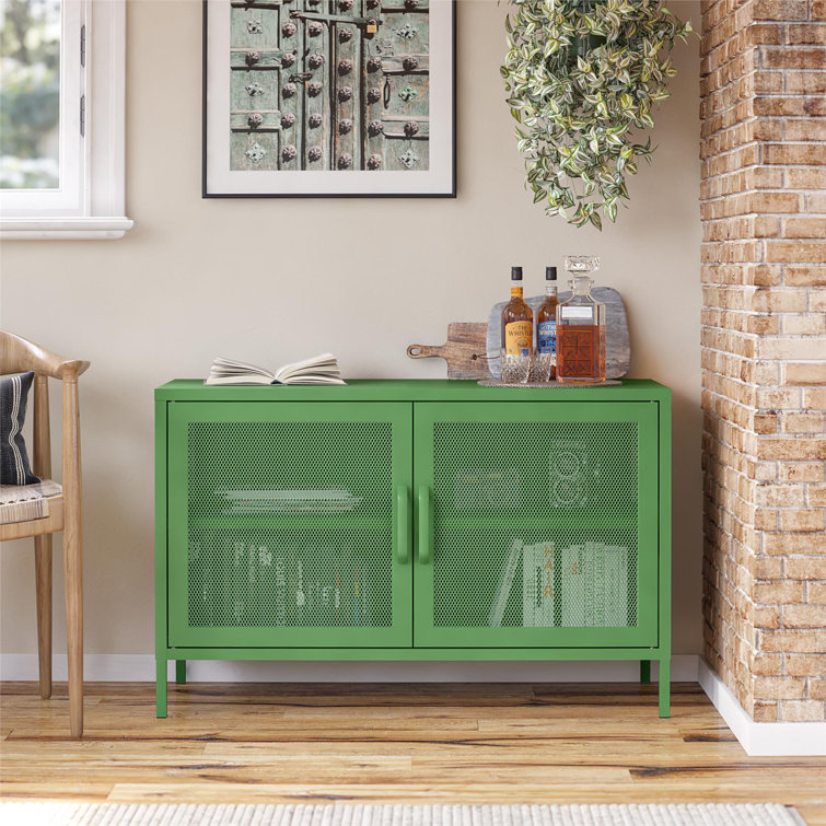 Kelly Green Metal 2 Door Storage Cabinet with Mesh Doors