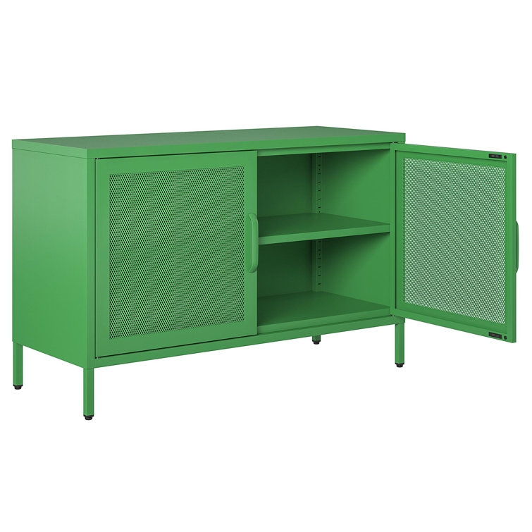 Kelly Green Metal 2 Door Storage Cabinet with Mesh Doors