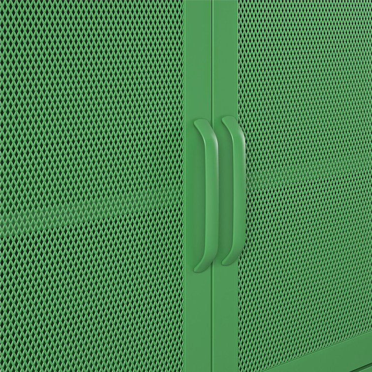 Kelly Green Metal 2 Door Storage Cabinet with Mesh Doors
