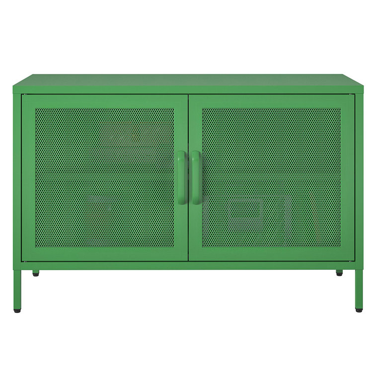 Kelly Green Metal 2 Door Storage Cabinet with Mesh Doors