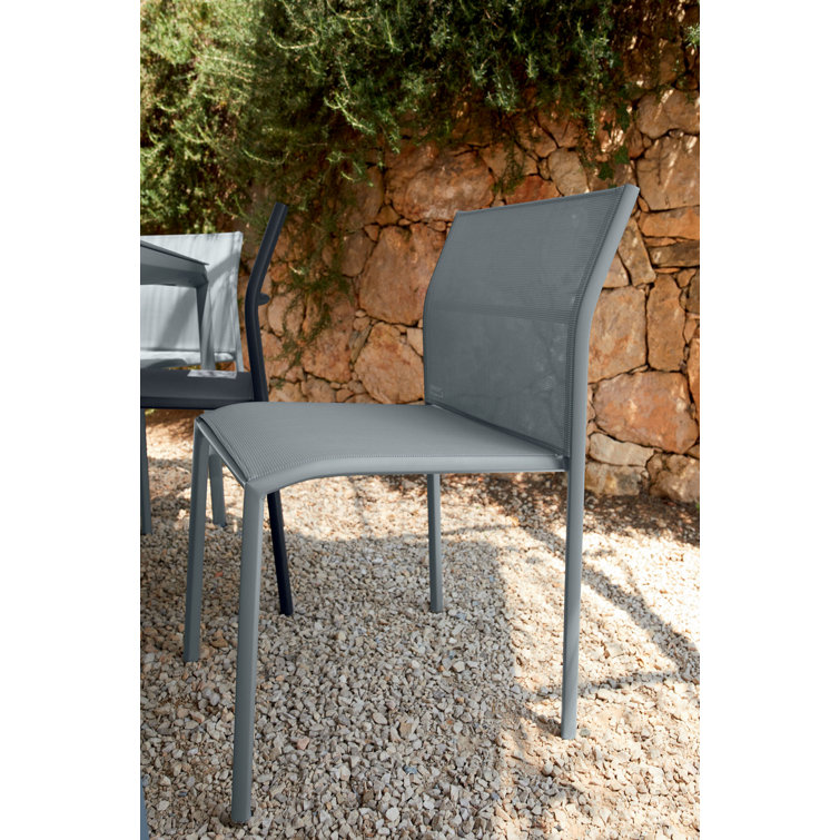 Black Cherry Aluminum Armless Outdoor Dining Chair Set
