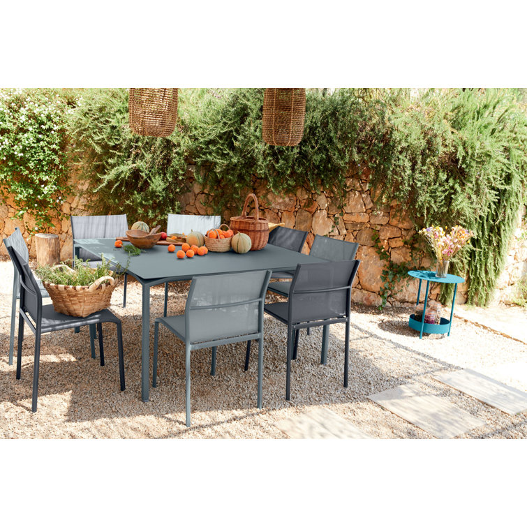 Black Cherry Aluminum Armless Outdoor Dining Chair Set