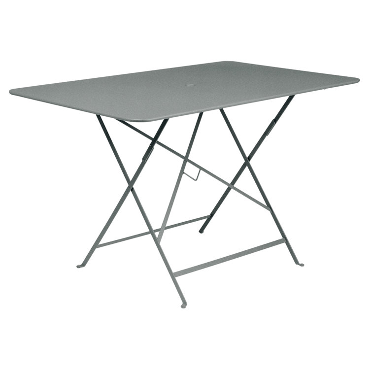 Cactus Green Metal Outdoor Folding Dining Table with Umbrella Hole