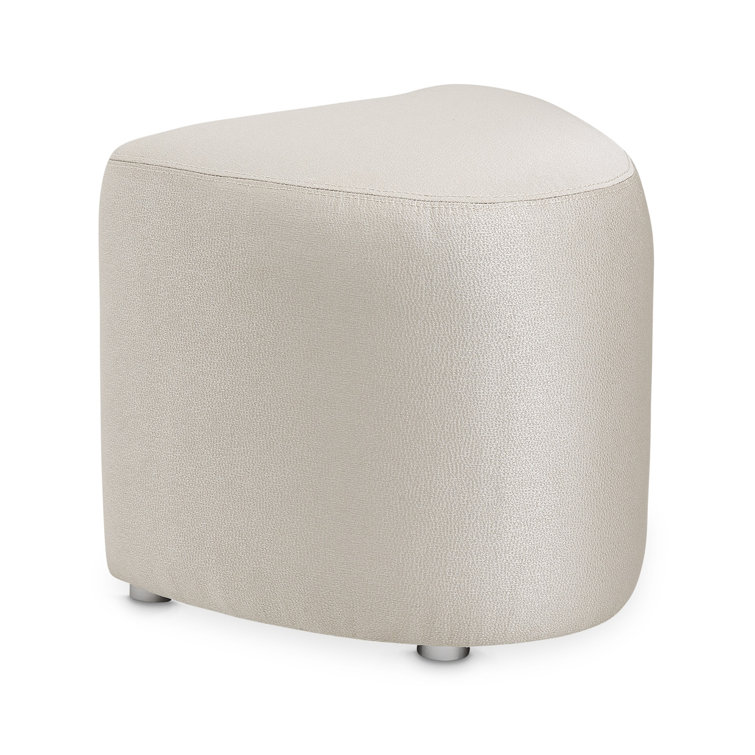 Contemporary Eclipse Cream Vanity Stool with Stainless Steel Frame
