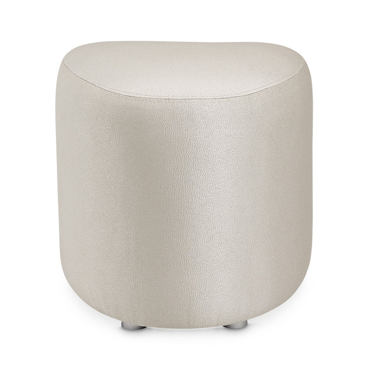 Contemporary Eclipse Cream Vanity Stool with Stainless Steel Frame