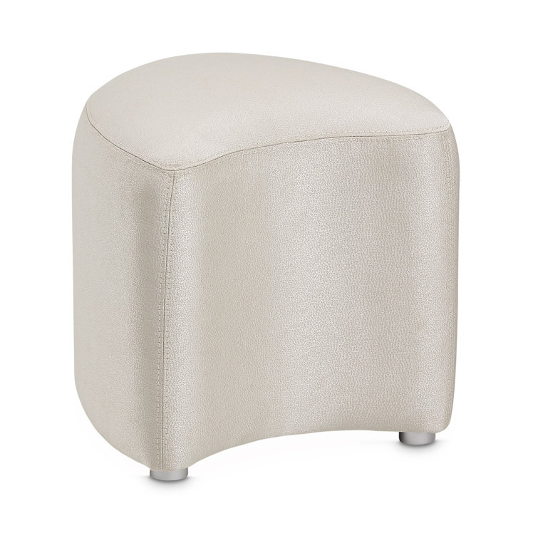Contemporary Eclipse Cream Vanity Stool with Stainless Steel Frame