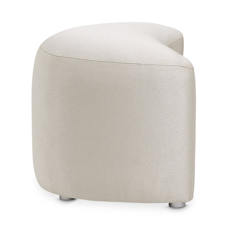 Contemporary Eclipse Cream Vanity Stool with Stainless Steel Frame