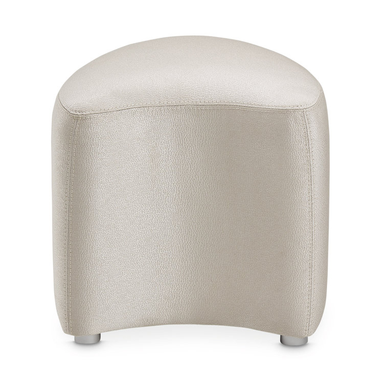 Contemporary Eclipse Cream Vanity Stool with Stainless Steel Frame