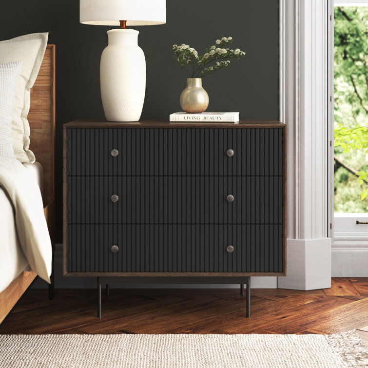Medium Brown and Black Solid Wood Office Storage Cabinet