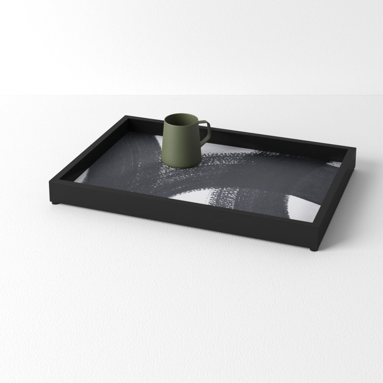 Haden Black and White Handmade Wood Decorative Tray