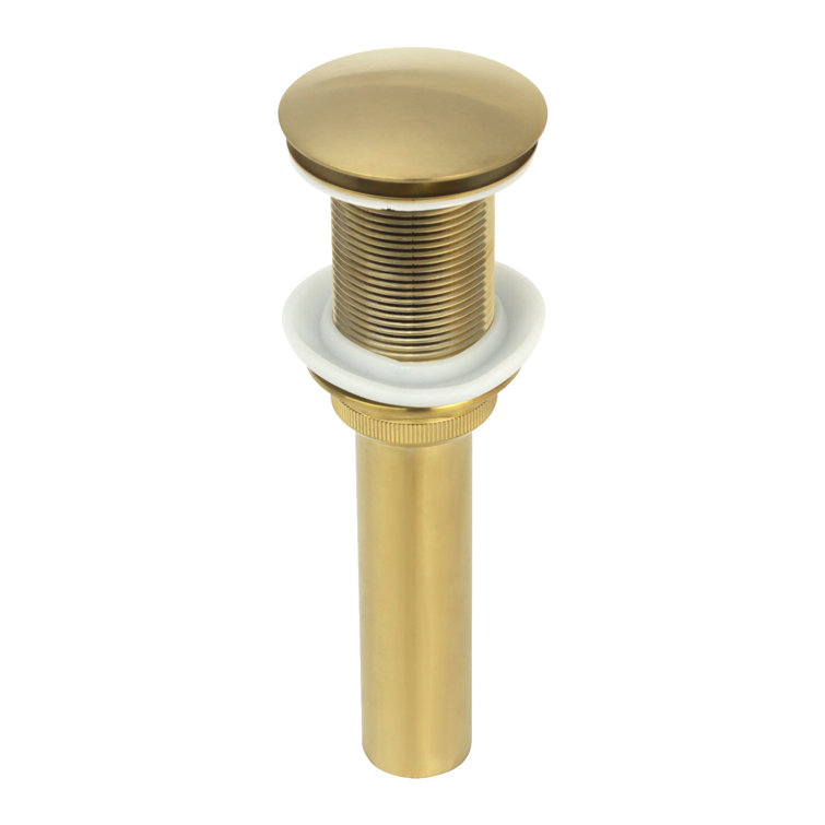 Brass Gold Push Button Bathroom Sink Drain Without Overflow