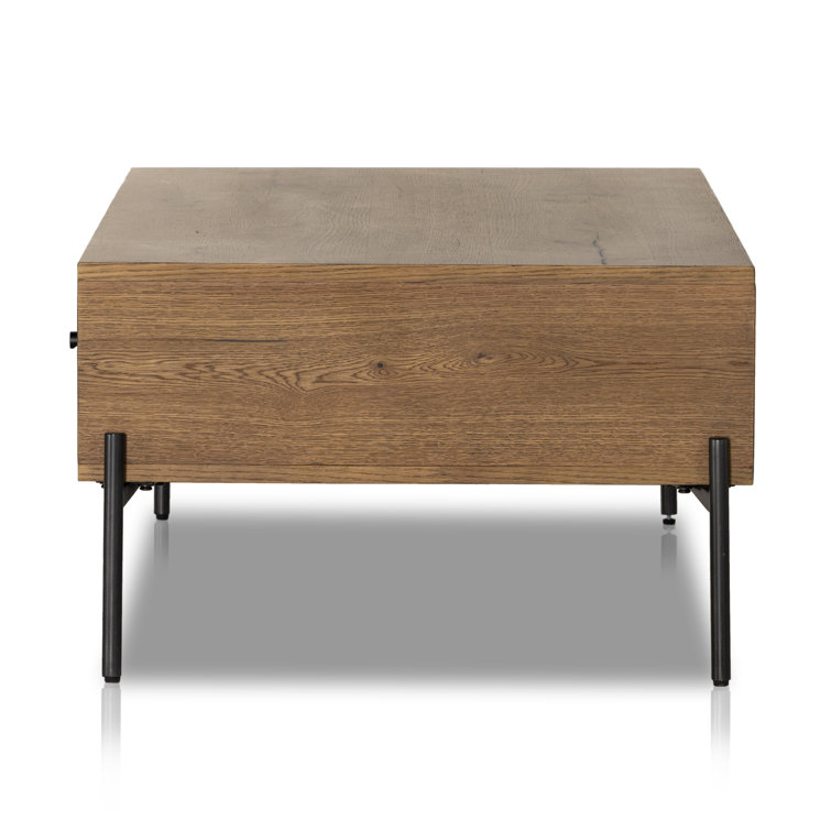 Amber Oak and Gunmetal Rectangular Coffee Table with Storage