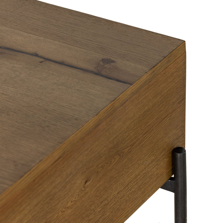 Amber Oak and Gunmetal Rectangular Coffee Table with Storage