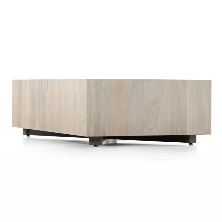 Hudson Rectangular Beige Wood Coffee Table with Storage
