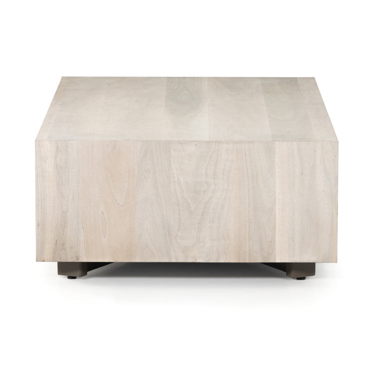 Hudson Rectangular Beige Wood Coffee Table with Storage