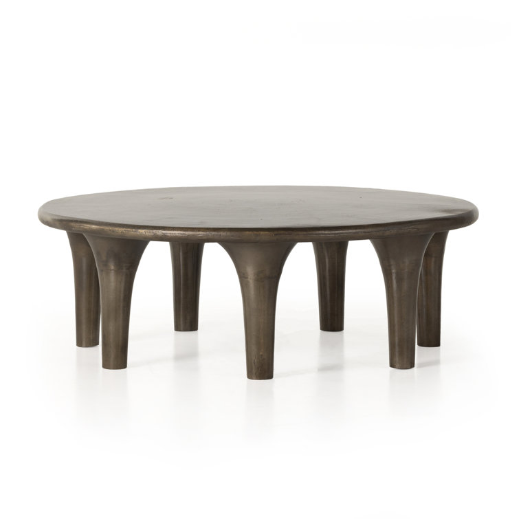 Marlow Collection 48" Round Aged Bronze Metal Coffee Table