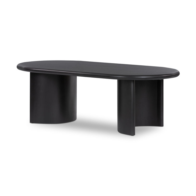 Aged Black Acacia Oval Coffee Table with Storage