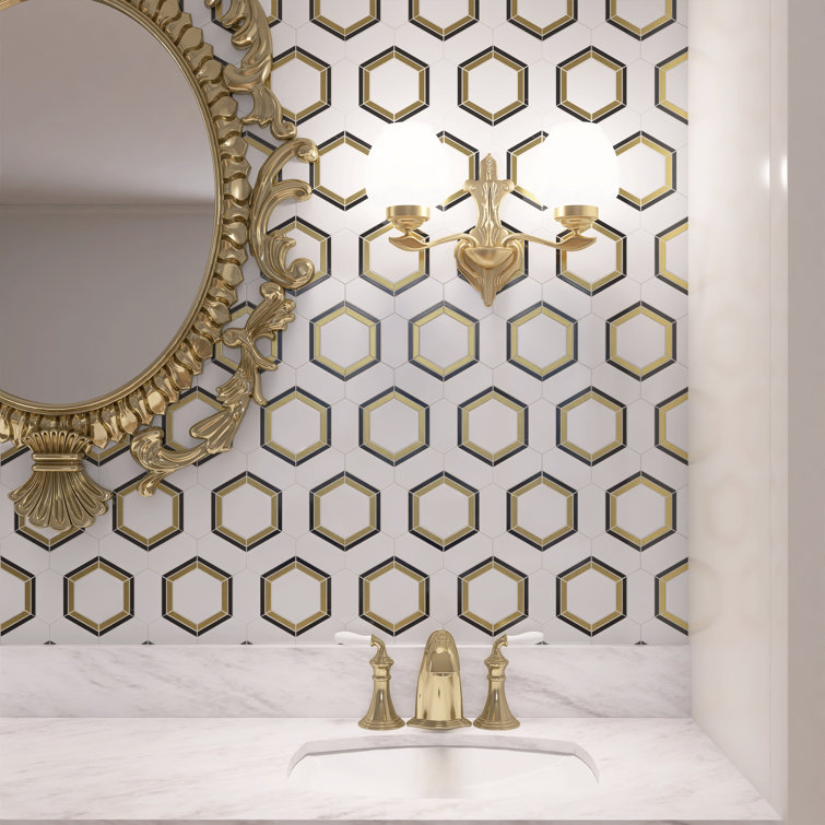 Natural Dorato Hexagon Marble Mosaic Wall Tile